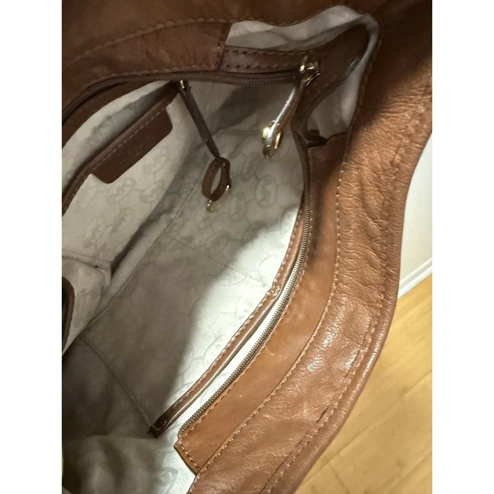 Michael Kors Canvas Hobo Brown Purse‎ Jet Set Braided Leather Shoulder Bag